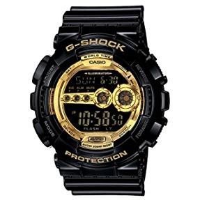 G Shock Mens Digital Black Gold Watch