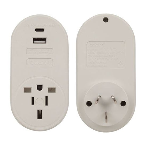 JACKSON Inbound Travel Adaptor With 1 USB A And 1 USB C 2.1A