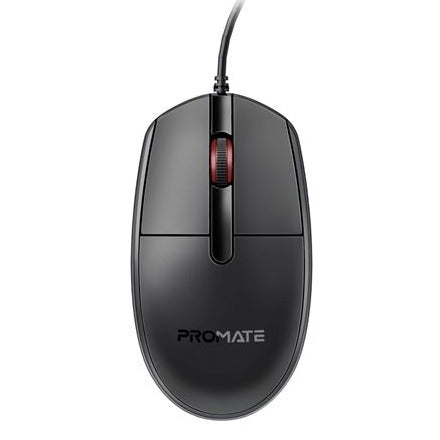 PROMATE 3-Button Wired Optical Mouse with 1200dpi.