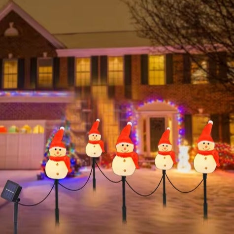 Christmas Outdoor Decoration Solar Ground Plug Snowman Garden Decoration Lights