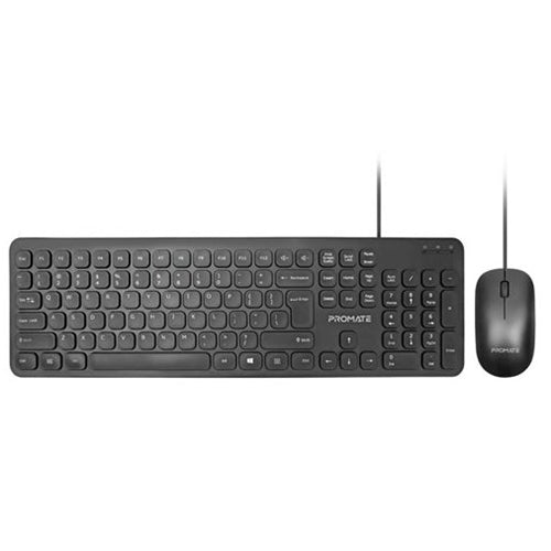 PROMATE Compact Wired Keyboard And Mouse Combo