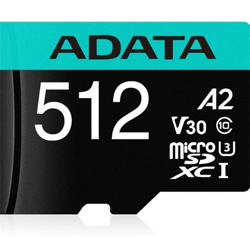 ADATA Premier Pro microSDXC UHS-I U3 A2 V30 Card 512GB + Adapter