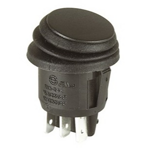 Rocker Switch 250VAC 10A DPDT IP65 Rated Round Black