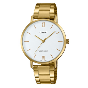 Casio LTPVT01G-7B Womens Analogue Watch Gold/White