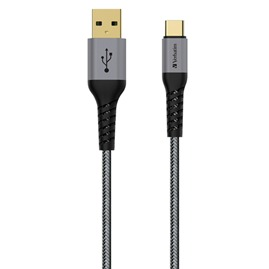 Verbatim Sync & Charge USB Type-C to Type A Tough Max Cable 120cm Grey