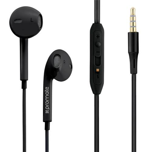 PROMATE Lightweight High Performance Stereo Earbuds Black