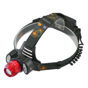 Headlamp 3 Spot Zoomable Black and Red