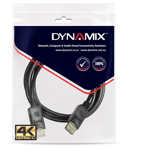 DYNAMIX 2m DisplayPort V1.2 Cable With Gold Shell Connectors DDC