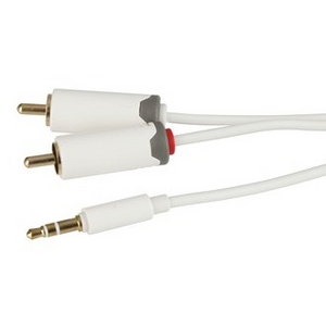 Slim 3.5mm Stereo Plug to 2 x RCA Plug Audio Cable - 2m