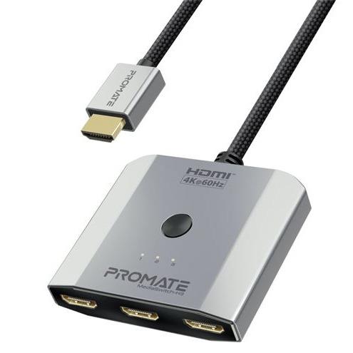 PROMATE 3-In-1 Triple HDMI Splitter With 0.5m Cable Supports 4K@60Hz