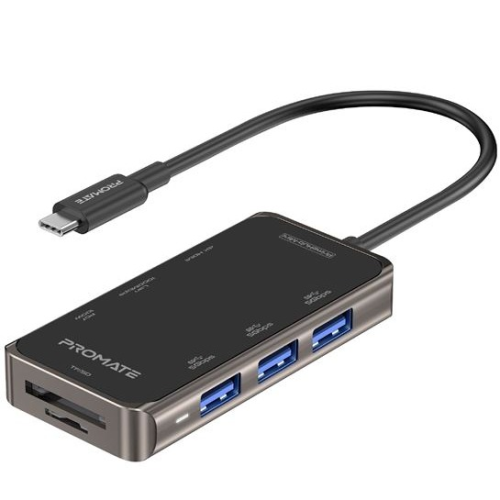 PROMATE 8-In-1 USB Multi-Port Hub With USB-C Connector. Includes 100W