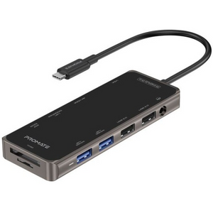 PROMATE 11-In-1 USB Multi-Port Hub With USB-C Connector. Includes 100W