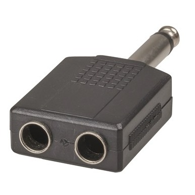 Adaptor 2 x 6.5mm Mono Sockets to 6.5mm Mono Plug