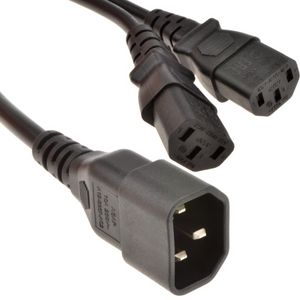 IEC Extension Splitter cable (C14 Male to 2x IEC C13 Female) - 1.8m