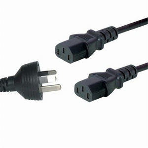 Mains 3pin Plug to 2x IEC C13 Female Cable - 1.8m