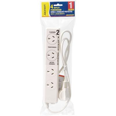 JACKSON 4-Way Surge Protector With 2x Double Spaced